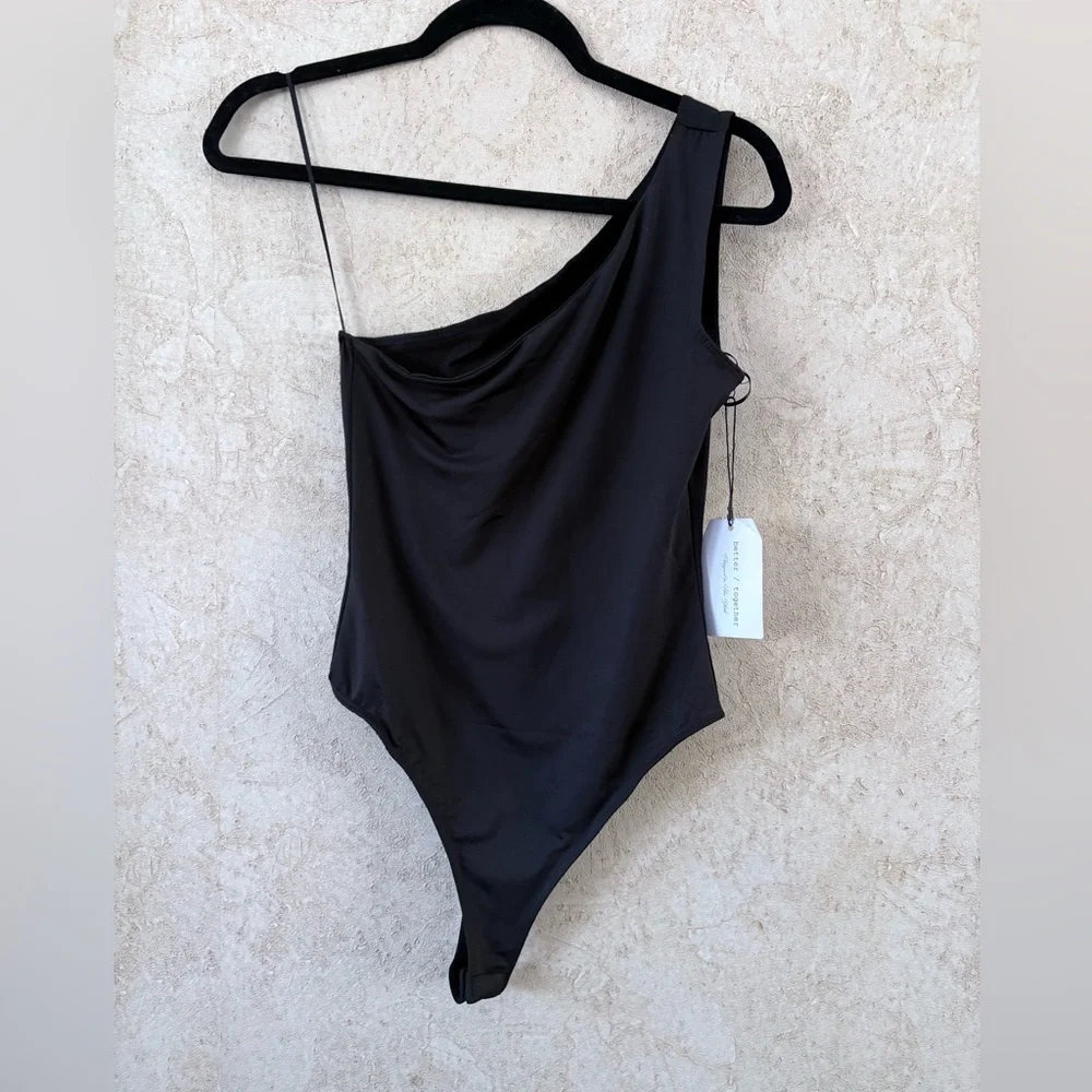 better / together Black One Shoulder Bodysuit